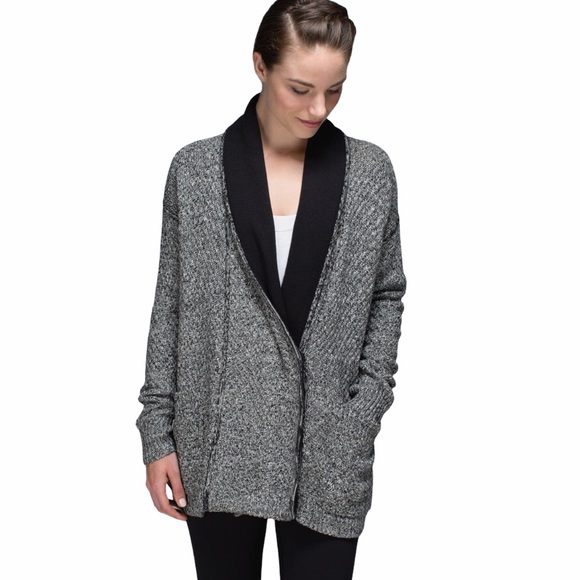 Lululemon Post Practice Cardigan Ghost/Black Sz L